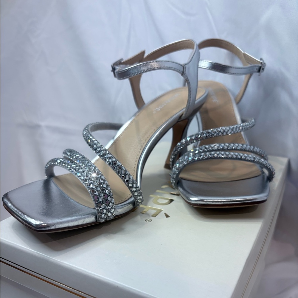 Maripe Metallic Silver Strappy Heels